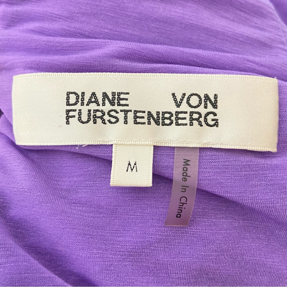 Diane Von Furstenberg Purple Ruched Mock Neck Blouse Women’s Size Medium - Picture 8 of 9